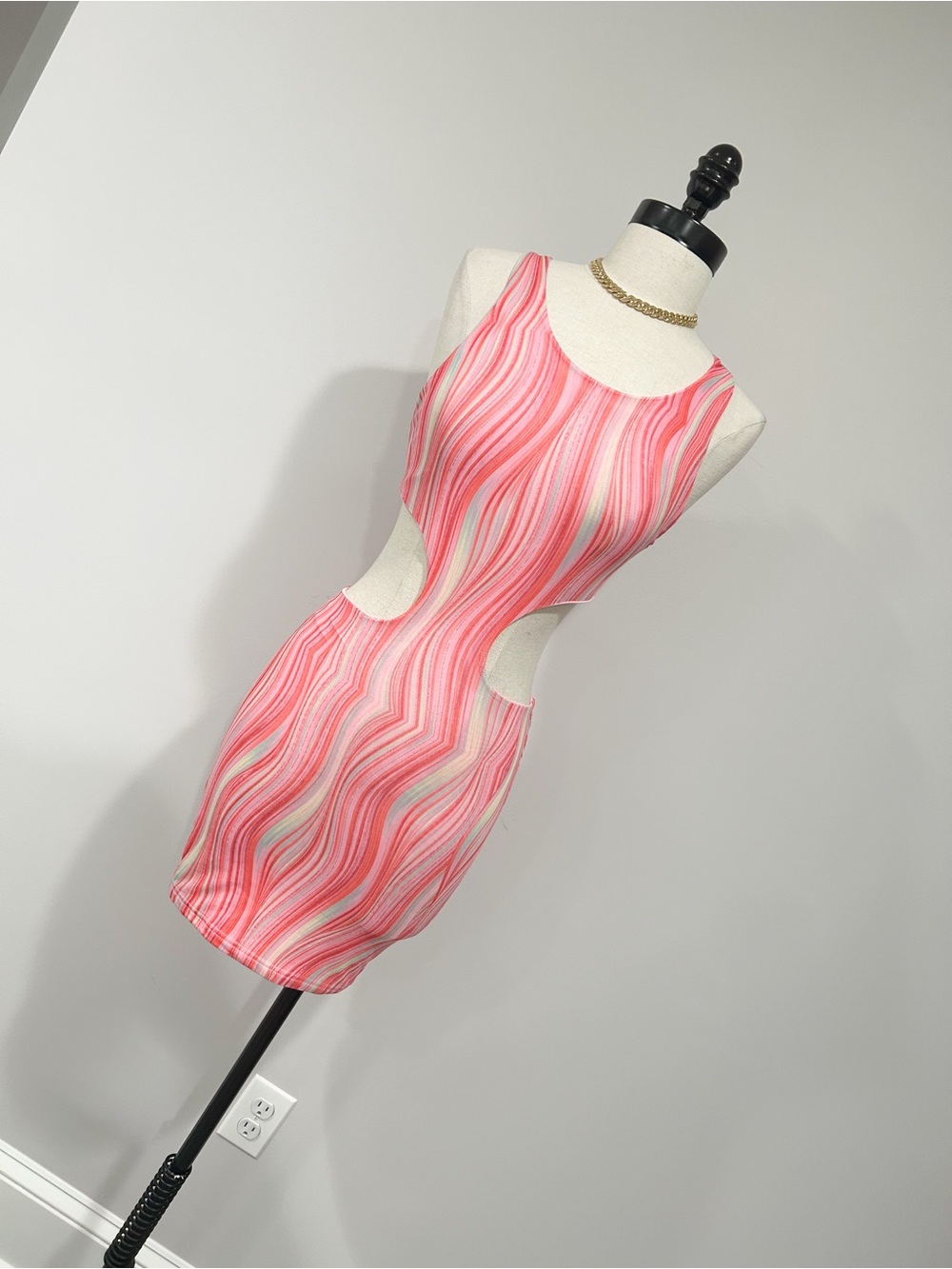 superdown Pink Wave Cutout Mini Dress